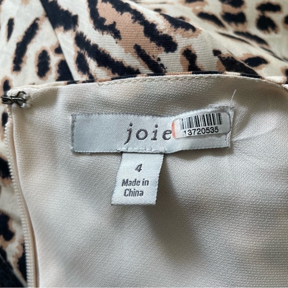 JOIE Janeil Ecru Leopard Print Lyocell Twill Sleeveless Midi Slip Dress EUC Sz 4 - Picture 8 of 11